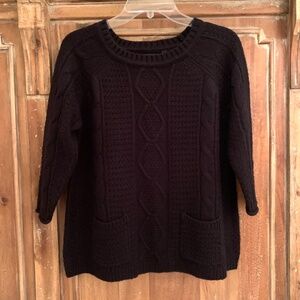 Dex Clothing 3/4 Sleeve Black Cable Sweater Size Medium